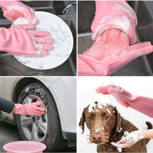 Solitude Magic Gloves Silicone Dish Washing Cleaning Gloves
